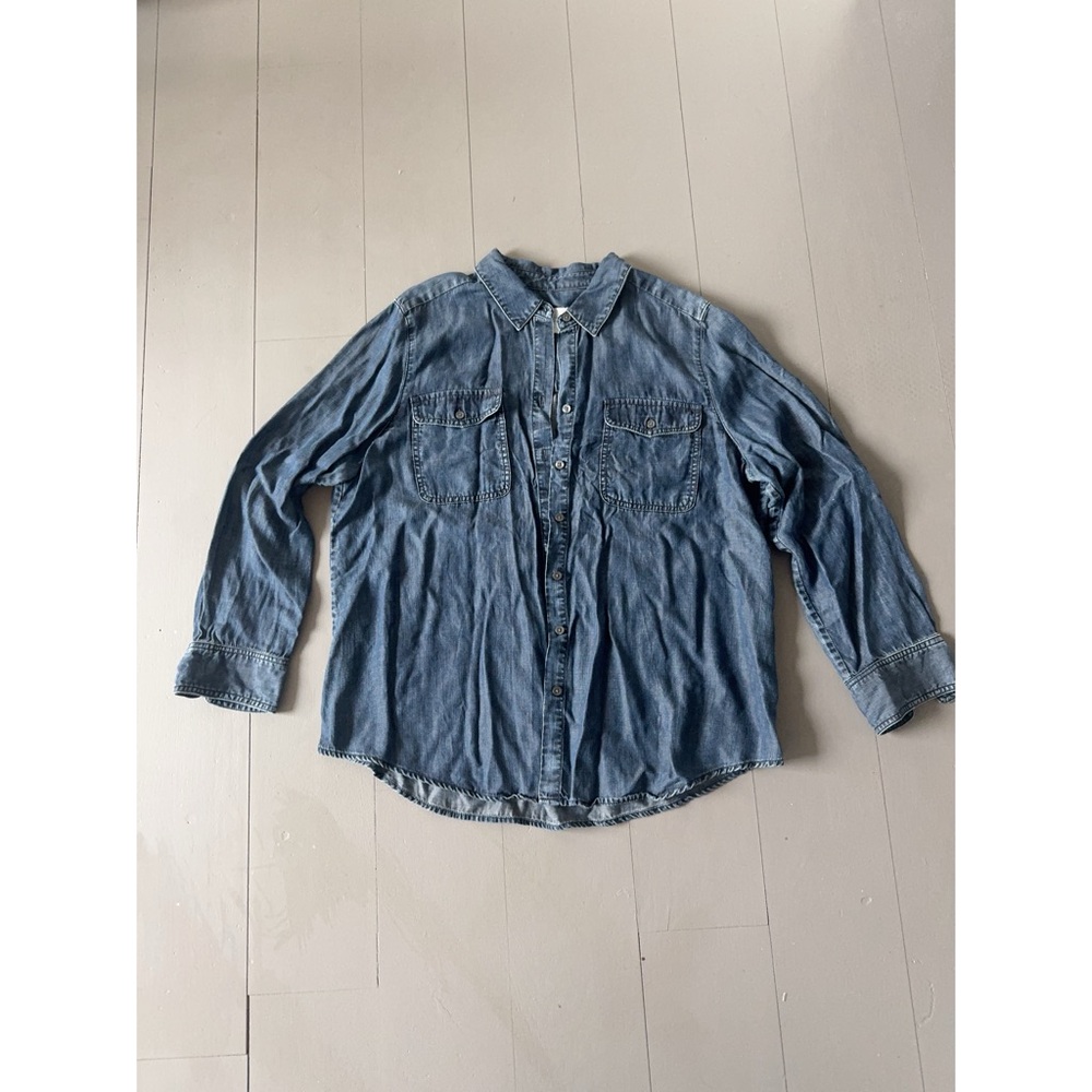 Chico's Blue Denim Button-Down Shirt